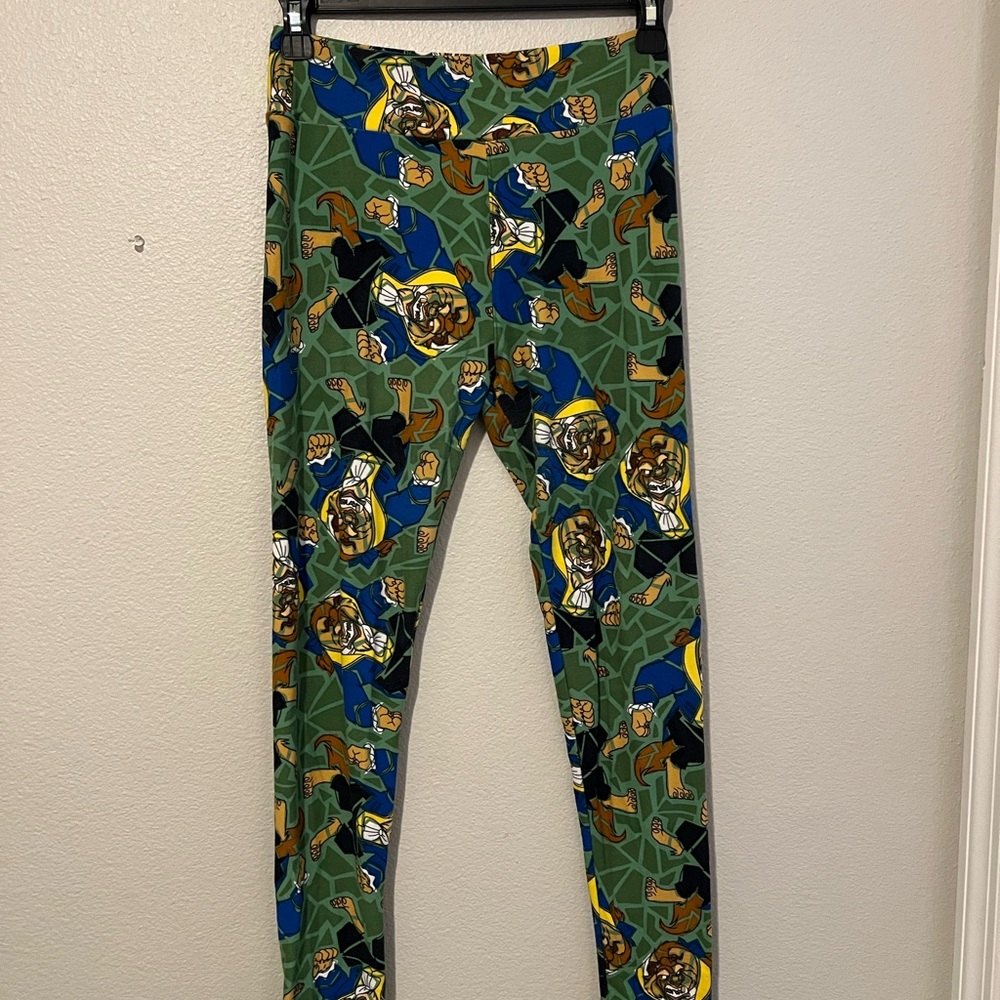 LuLaRoe Leggings BEAST Disney Beauty & the Beast Green One Size (Size 2-10)